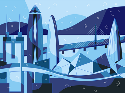 Anniversary of AKAVO city design illustration