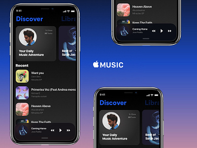 Apple Music for Iphone X apple applemusic flat gradients ios ios10 ios11 ios7 iphone iphonex music notch