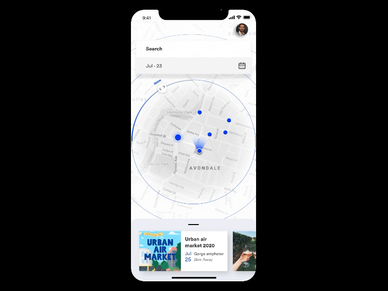 Area radius slider animation flinto interaction ios map ux