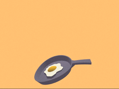 Egg flip 3d animation blender c4d egg fried egg frying pan illustration