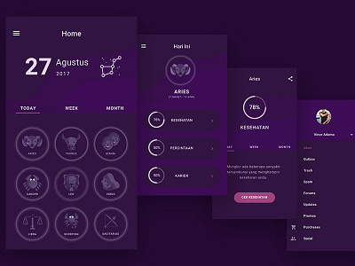 Horoscopeapp app horoscope interface mobile purple skecth ui user ux website zodiac