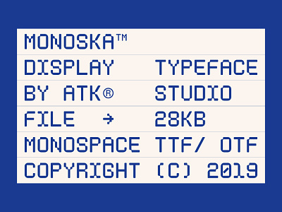Monoska™ Typeface atk atk studio atk type display font monoska monoska font monoska typeface monospace monospace font new font radinal riki typography