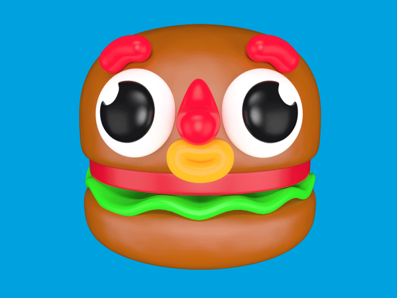Vegan Burger cgi colors cute design food funny illustration kawaii render rotate toy