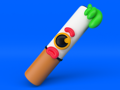 Cigarrin c4d cgi character colors cute design illustration kawaii render sad