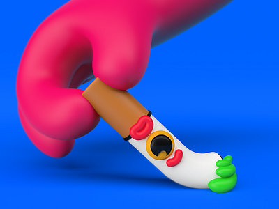 don't smoking c4d cgi character colors cute design illustration kawaii render sad