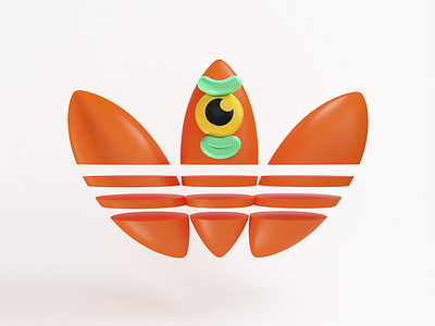 Adidas Orange 3D Face 3d adidas cgi character colors design funny illustration maxon neon