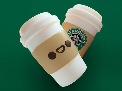 Happy Starbucks c4d cgi character coffee design illustration maxon photoshop render starbucks