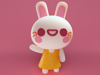 Amber 3d bunny cgi character cute design illustration maxon photoshop render