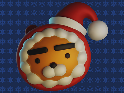 Christmas Ryan 3d blue character christmas fanart illustration kakao friends red render snowflakes