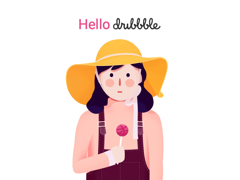 Hello Dribbble! animation debut dribbble girl hello