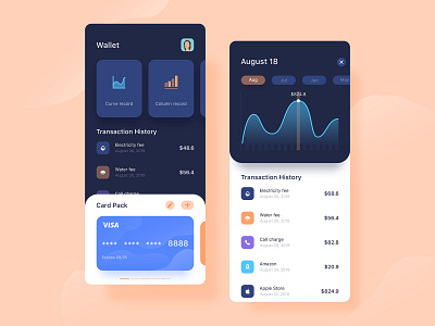 wallet bank card financial app ui