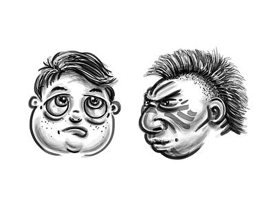 Face Sketches 2dart boy character drawing face head illustration indian kid mohawk sad sketch
