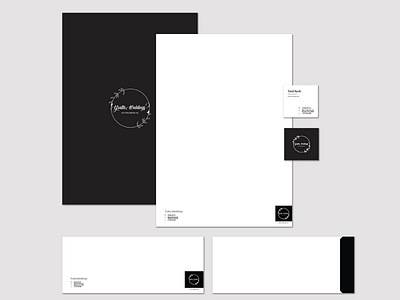 Yratta Weddings Stationery-Design black and white branding branding design business card envelope letterhead stationary visiting card