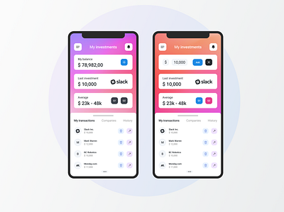 Investment App app apps dashboard dayliui figma figma design finance finance app flat gradient investment investments iphone ui