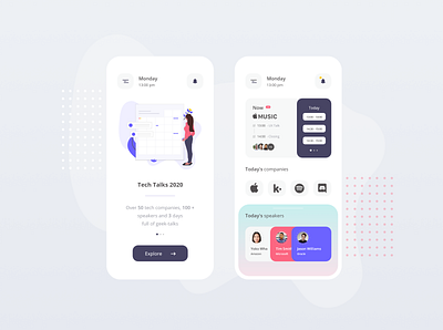 Tech Event - Mobile App adobe xd app dayliui event app flat design mobile app design mobile design mobile ui tech app technology ui