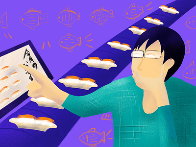 Flat illustration Daily - Sushi man food