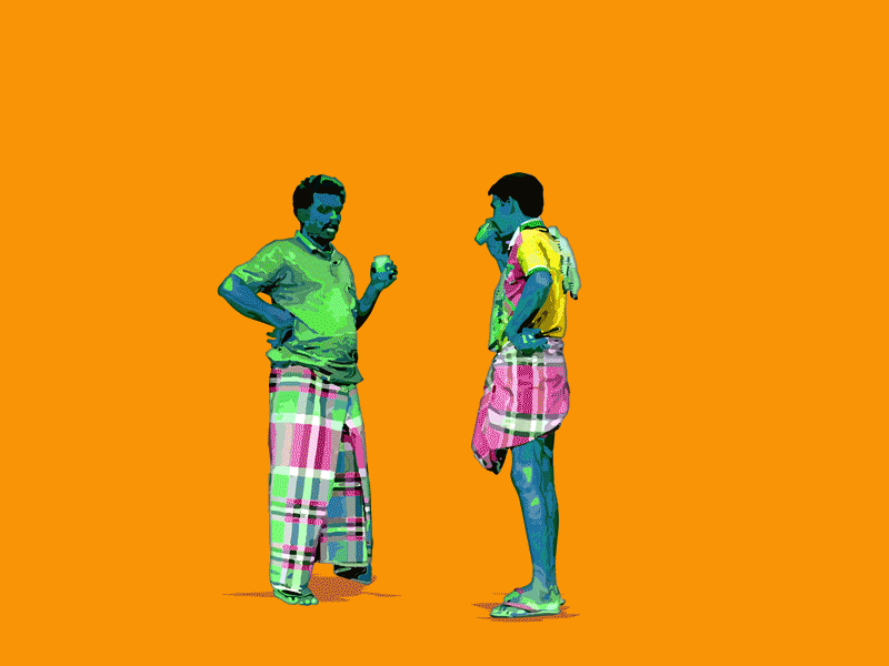 Pseudo Chennai #02 bright chennai colors experiment flat gif humans india people pseudorealism street