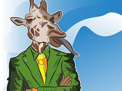 Giraffe Man cartoon colorful giraffe illustration illustrator suit tongue