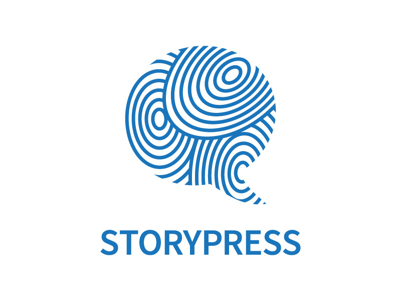 Storypress fingerprints logo mark finger bubble speech bubble