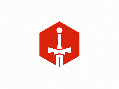 Sword in Hexagon flat graftik hexagon icon logo longsword mark red simple sword symbol