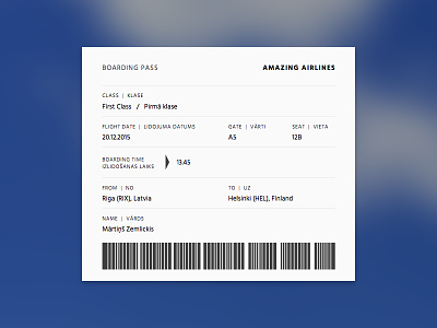 Boarding Pass 024 boardingpass dailyui flight minimal ticket ui