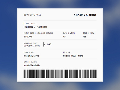 Boarding Pass 024 by Mārtiņš Zemlickis on Dribbble