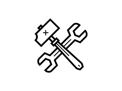 Services Icon cross hammer icon illustration minimal service tools