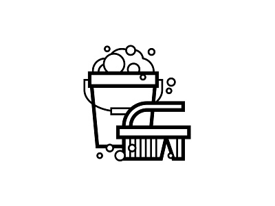 Cleaning Icon bucket cleaning household icon illustration minimal