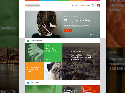 Photography Site events flat layout news photography ui webdesign