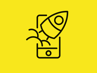 Mobile Rocket logo mark outline phone rocket simple