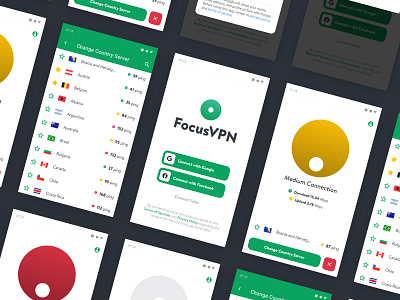 FocusVPN app design application green logo mobile vpn