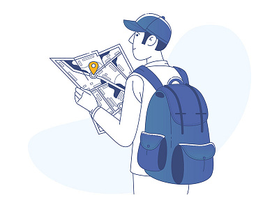 Tourist with a backpack in a big city