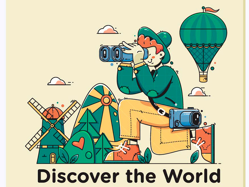 Discover the World journey people nature activity looking young tourism lifestyle leisure adventure trip tourist country binoculars