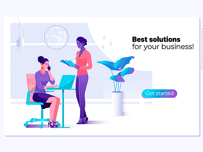 Business solution business businessman company consulting development flat illustration landing marketing mobile partnership solution success suppor