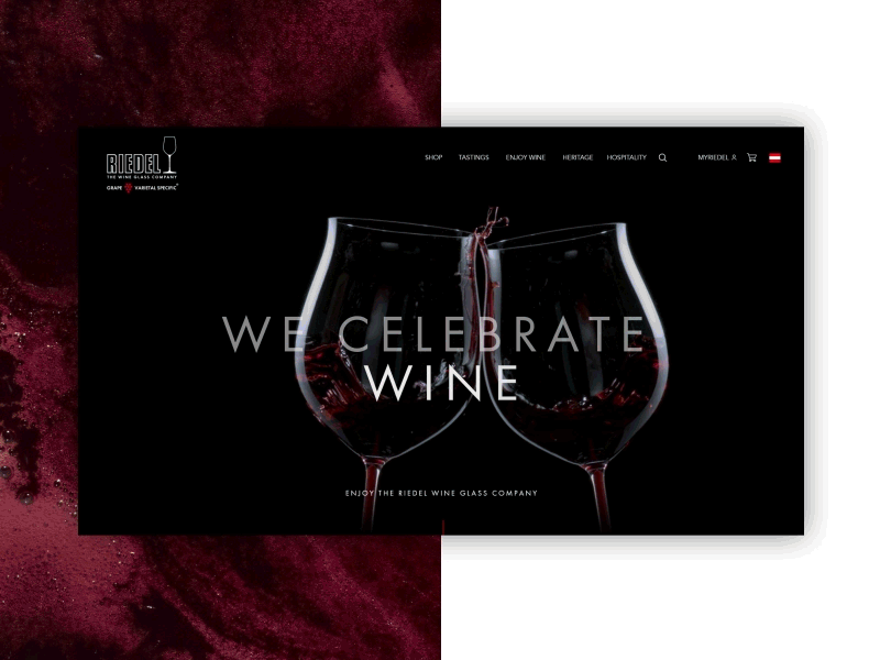 Riedel Website animation e commerce interaction interface mobile pixelart product riedel ui ux web wine