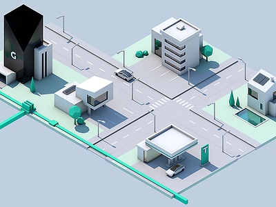 WebGL City (WIP) 3d buildings c4d cars cinema 4d city electricity model pixelart streets webgl wip