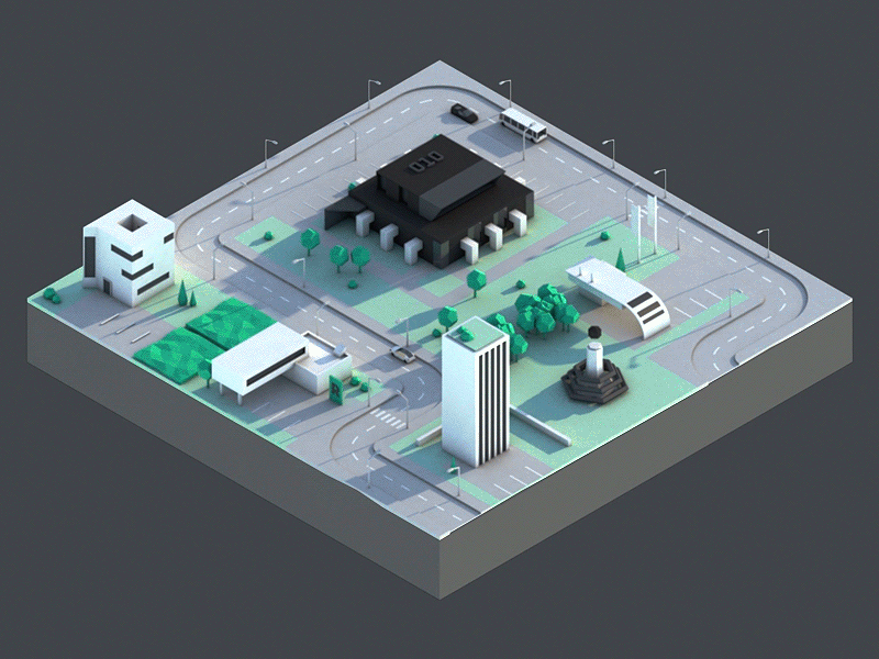 Animated WebGL City with Day and Night Cycle 3d buildings c4d cars cinema 4d city electricity model pixelart streets webgl wip