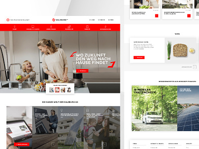 Salzburg AG - Homepage design flat homepage minimalist pixelart red salzburg ag ui ux website white