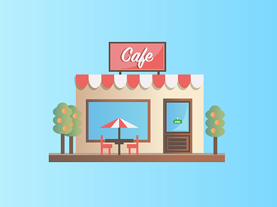 Cafe cafe flat gradient icon illustration outdoor outlet restaurant