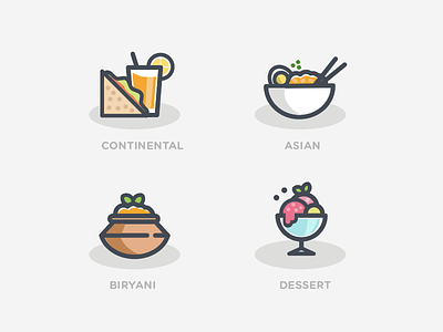 Cuisine Icons asian biryani continental cuisine dessert food icons