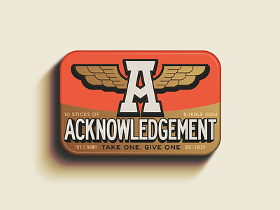 A is for Acknowledgement badge branding design ephemera illustration package packaging traditional type typography vintage