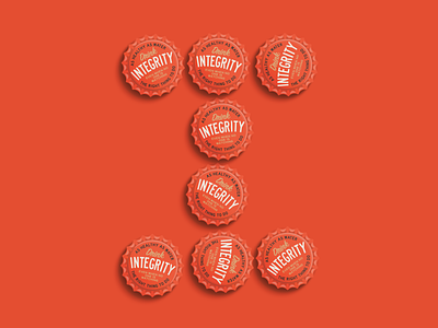 I is for Integrity bottle cap typography
