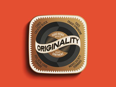 O is for Originality badge branding design ephemera illustration logo logotype package packaging tin can traditional type typography vintage