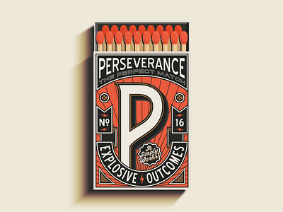 P is for Perseverance badge box branding design ephemera illustration logo logotype package packaging type typography vector vintage