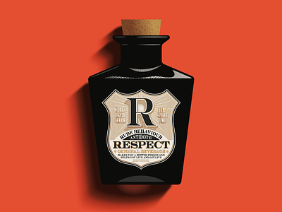 R is for Respect badge bottle branding design ephemera illustration logo logotype package packaging traditional type typography vector vintage