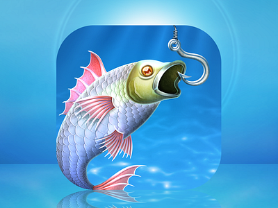 I'm gonna eat you little fishy... app bass blue fish fishing hook icon iphone ocean skeuomorph undersea underwater