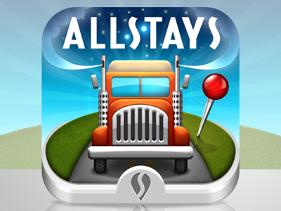 Allstays Truck and travel allstays app icon cartoony driving geolocation icon ios ios icon iphone icon journey location road travel truck vehicle