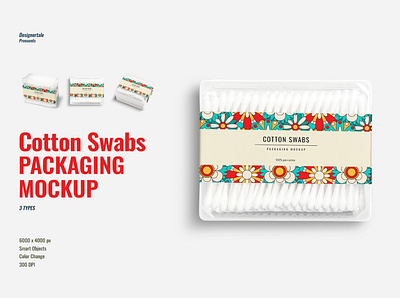Cotton Swabs Pack Branding Mockup template