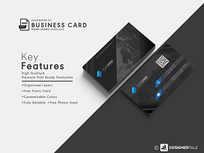 Dark Multipurpose Business Card black blue business card dark print ready template vector