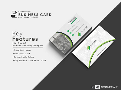 Free Green Color Vector Business Card business card color eps free green vector visiting card